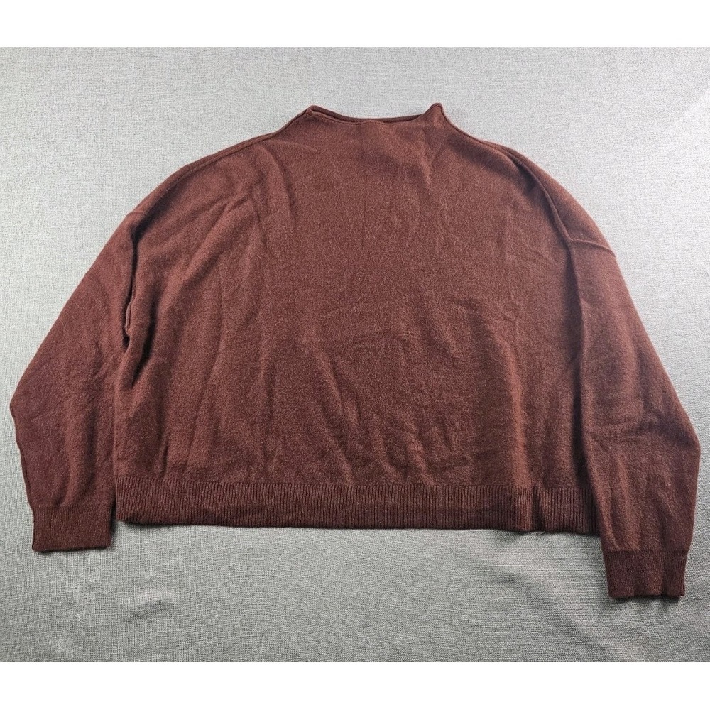 Pilcro Cashmere Sweater Women Medium Maroon Oversized Mock Neck Pullover Slouchy